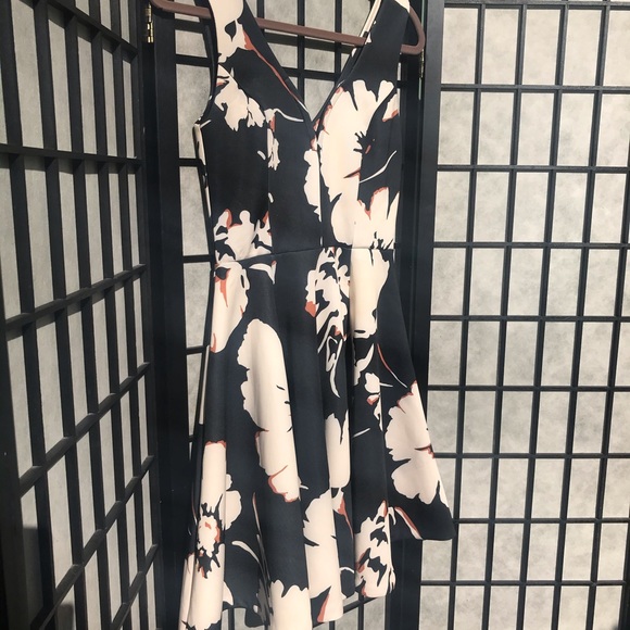 NWT Anthropologie Black & White Floral Scuba Dress - Picture 5 of 9